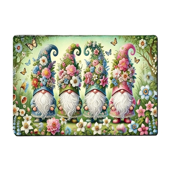 Happy Easter Door Mat Outdoor Rug Decorations, Easter Doormat Watercolor Bunny Eggs Floral Front Welcome Door Mats Decor, 16x24in