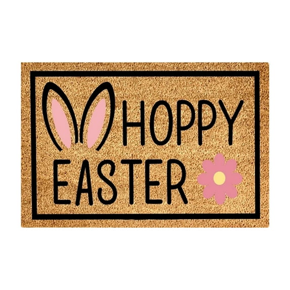 24x16in Happy Easter Welcome Decorative Doormat Non Slip Coir Carpets Rug Funny Easter Bunny Funny English Door Mat Dirty Door