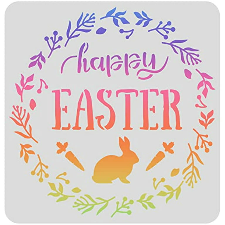 Happy Easter Drawing Painting Stencils Templates (11.8x11.8inch) Easter  Bunny Stencils Decoration Square Stencils for Painting on Wood Floor Wall  and Fabric 