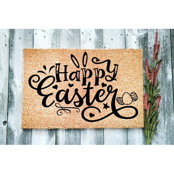 Happy Easter | Easter Gift | Holiday Welcome Mat | Custom Door Mat | Easter Decor Doormat | Cute Spring Easter Door Mat