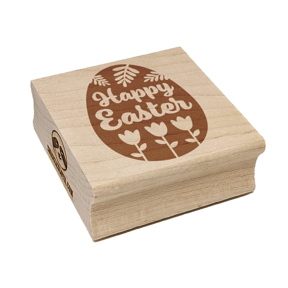 Happy Easter Egg Flowers Square Rubber Stamp Stamping Scrapbooking Crafting - Small 1.25in