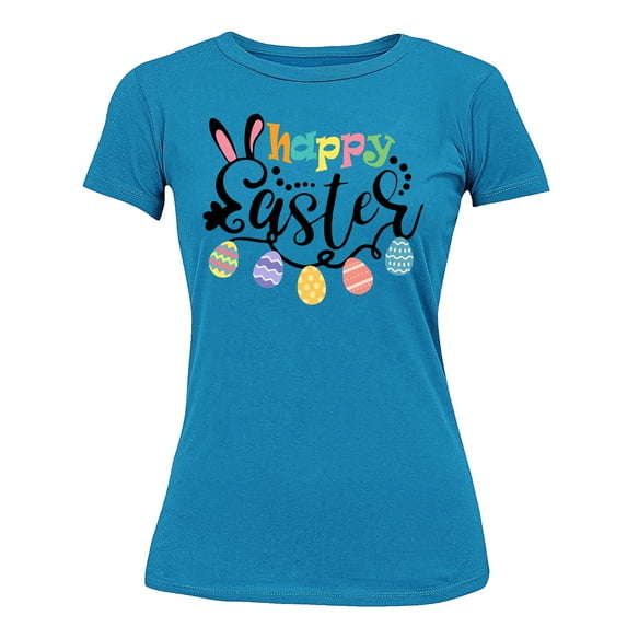 Happy Easter Egg Hunting Church Christian Event Group Women's T-shirt, L, Saphire