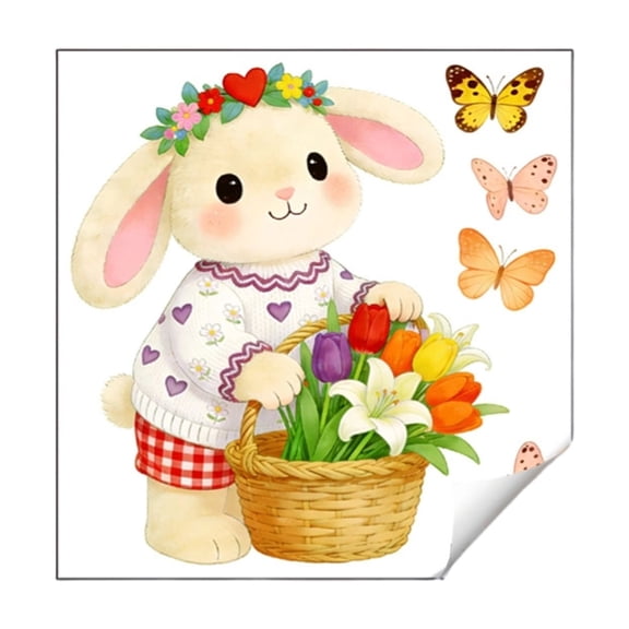 Happy Easter Egg Wall Decals Oil Painting Removable Colorful Egg Wall Stickers with Heart Flower Bow Easter Window Clings Mural for Indoor Living Room Bedroom Decor