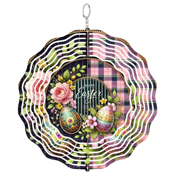 Happy Easter Eggs 3D Wind Spinner Kinetic Hanging Garden Decor Yard Art Gift