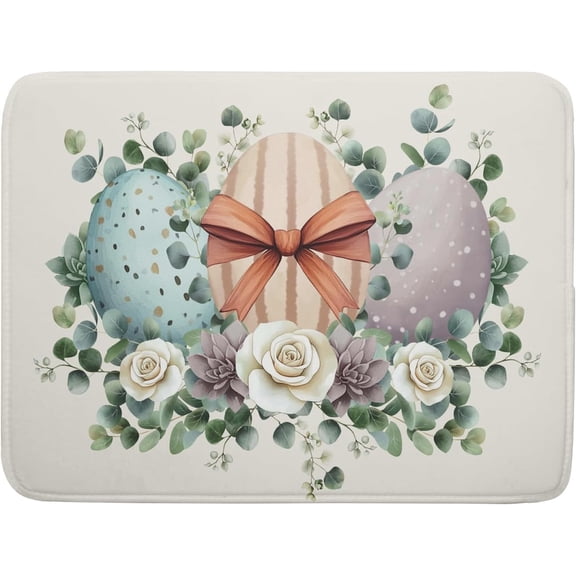 Happy Easter Eggs Dish Drying Mat 18x24 Inch Easter Day Floral Dishes Pad Dish Drainer Rack Mats Spring Easter Drying Mat Absorbent Fast Dry Kitchen Accessories for Countertop Tableware Protector