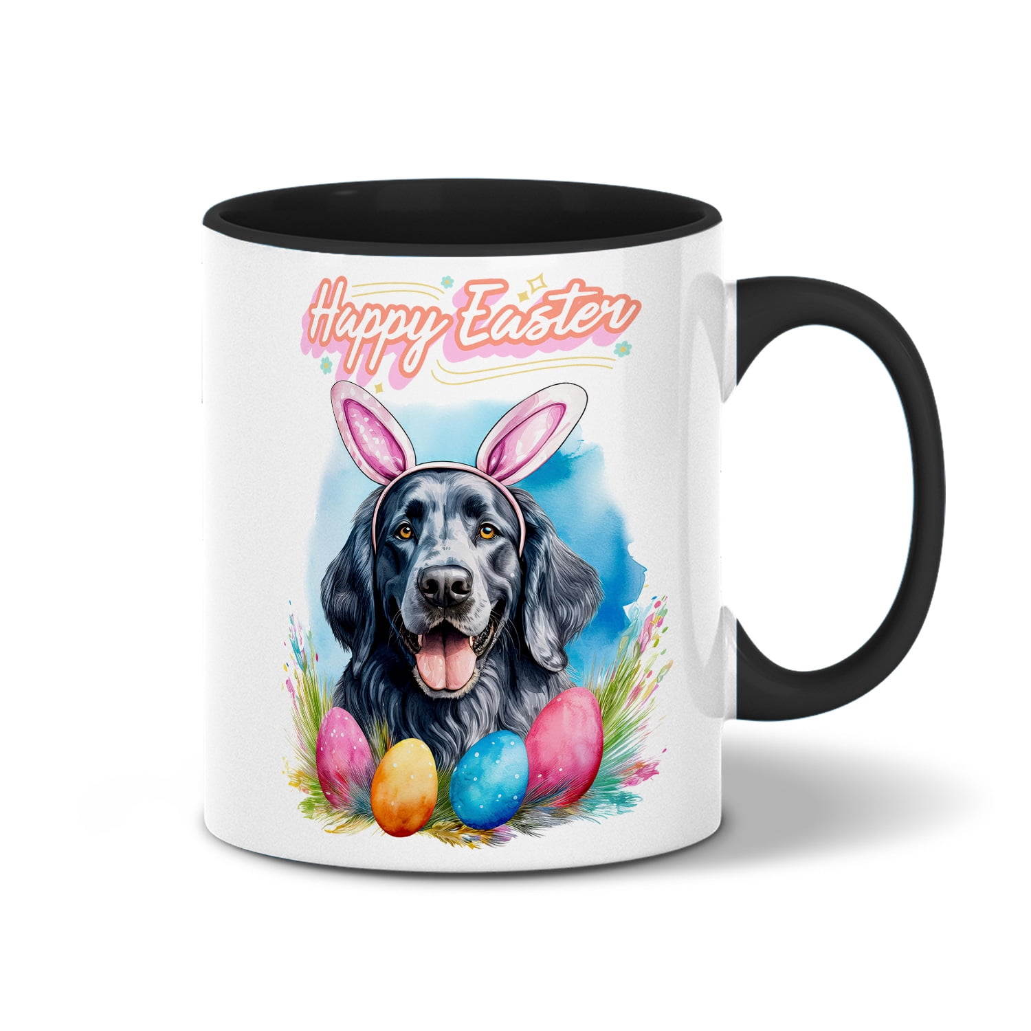 Happy Easter English Setter with Bunny Ear Headband and Flowers 11oz ...