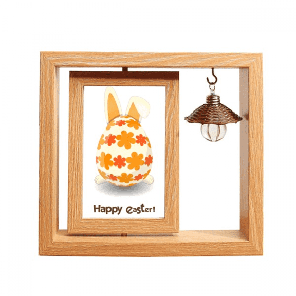 Happy Easter  Festival Bunny Egg Wooden Rotating Picture Photo Frame 4x6