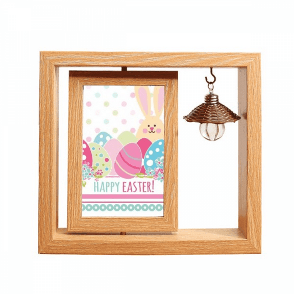 Happy Easter  Festival Colored Egg Wooden Rotating Picture Photo Frame 4x6