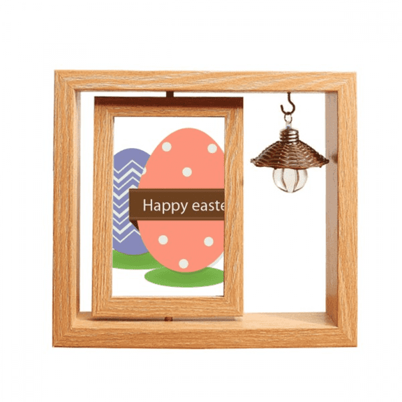 Happy Easter  Festival Colored Egg Wooden Rotating Picture Photo Frame 4x6