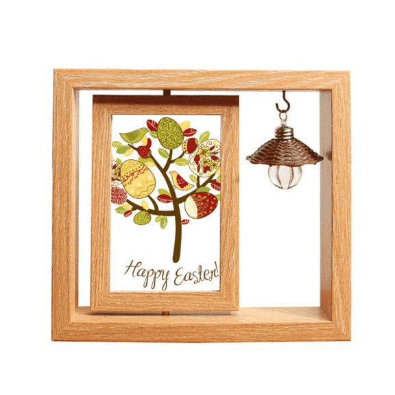 Happy Easter  Festival Egg Tree Wooden Rotating Picture Photo Frame 4x6