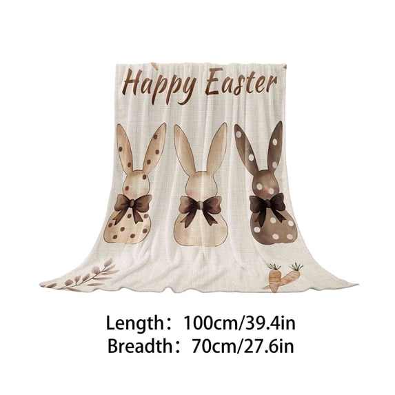 Happy Easter Flannel Throw Blanket - 27.56x39.37In Vintage Bunny Egg Print Blanket, Soft Warm Couch Sofa Bed Decor for Women Men, Farmhouse Easter Decoration