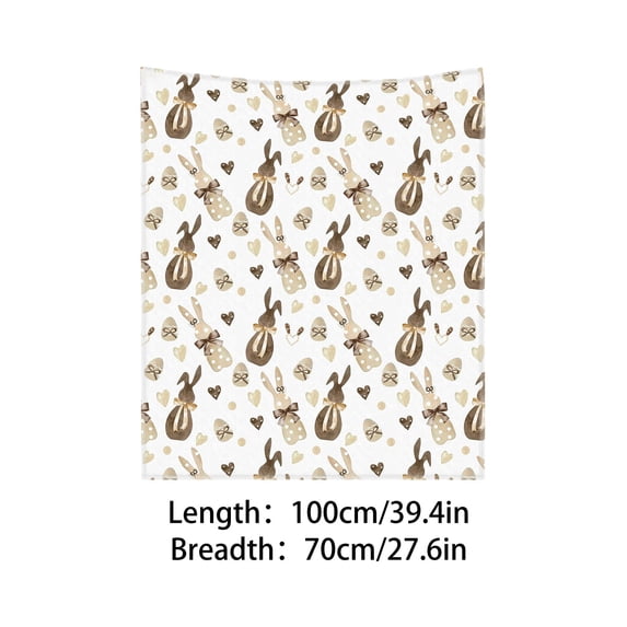 Happy Easter Flannel Throw Blanket - 27.56x39.37In Vintage Bunny Egg Print Blanket, Soft Warm Couch Sofa Bed Decor for Women Men, Farmhouse Easter Decoration