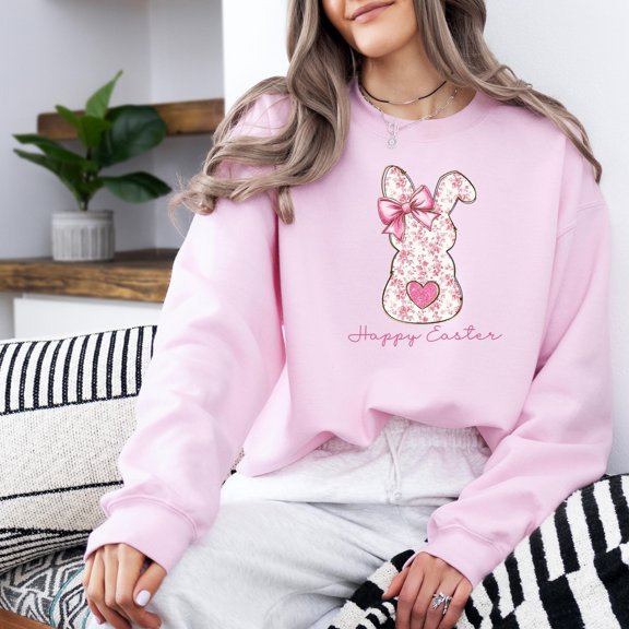 Happy Easter Floral Bunny TShirt Cute Bunny Hoodie Rabbit Tee Happy Easter Day Gift Coquet