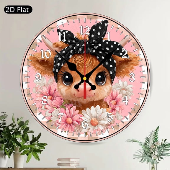 Happy Easter Floral Round Wall Clock Silent Spring Decorative Home Decor