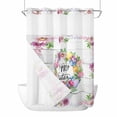 thumbnail image 1 of Happy Easter Flowers No Hooks Shower Curtain with Snap-in Liner Floral Ring Pink Daisy Tulips Color Eggs Wood Grain Shower Curtains for Bathroom, Waterproof, Easy Install, Washable 72"x96", 1 of 9
