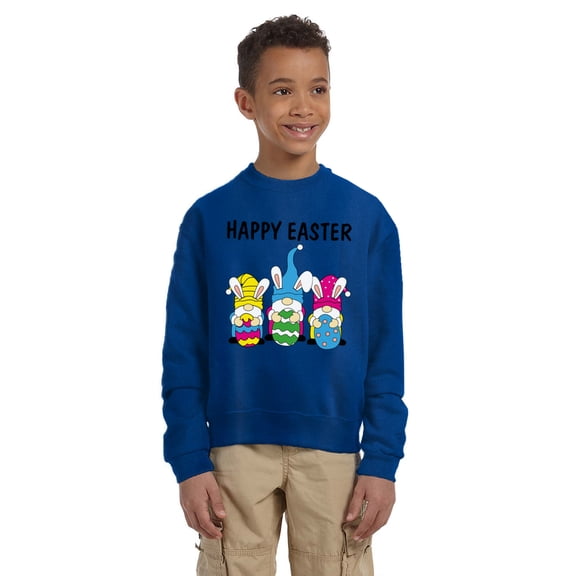 Happy Easter Funny Bunny Easter Sweatshirt for Kids Sweater - Youth S M L XL - Christian Holiday Easter Tee for Boys for Girls