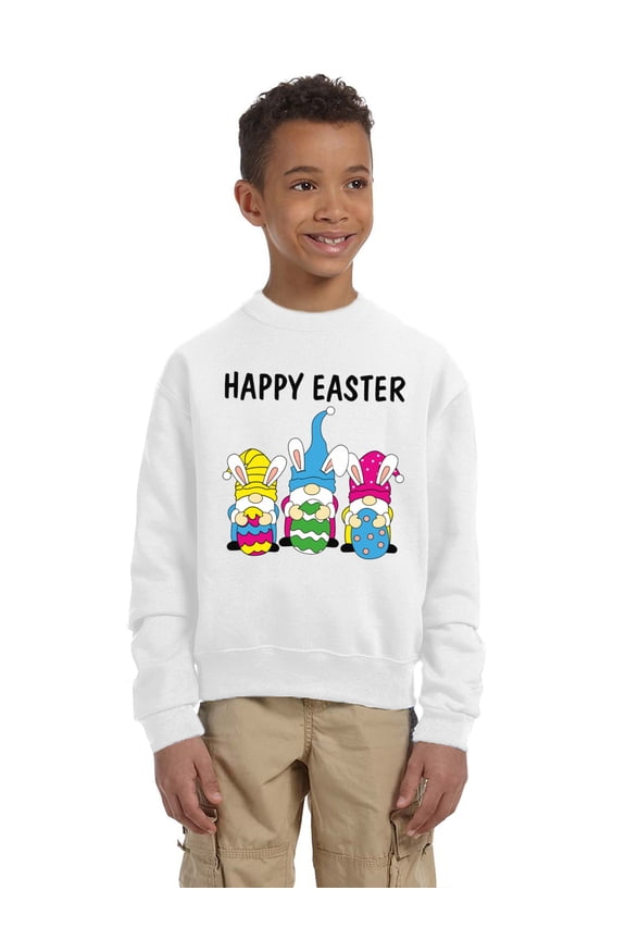 Happy Easter Funny Bunny Easter Sweatshirt for Kids Sweater - Youth S M L XL - Christian Holiday Easter Tee for Boys for Girls