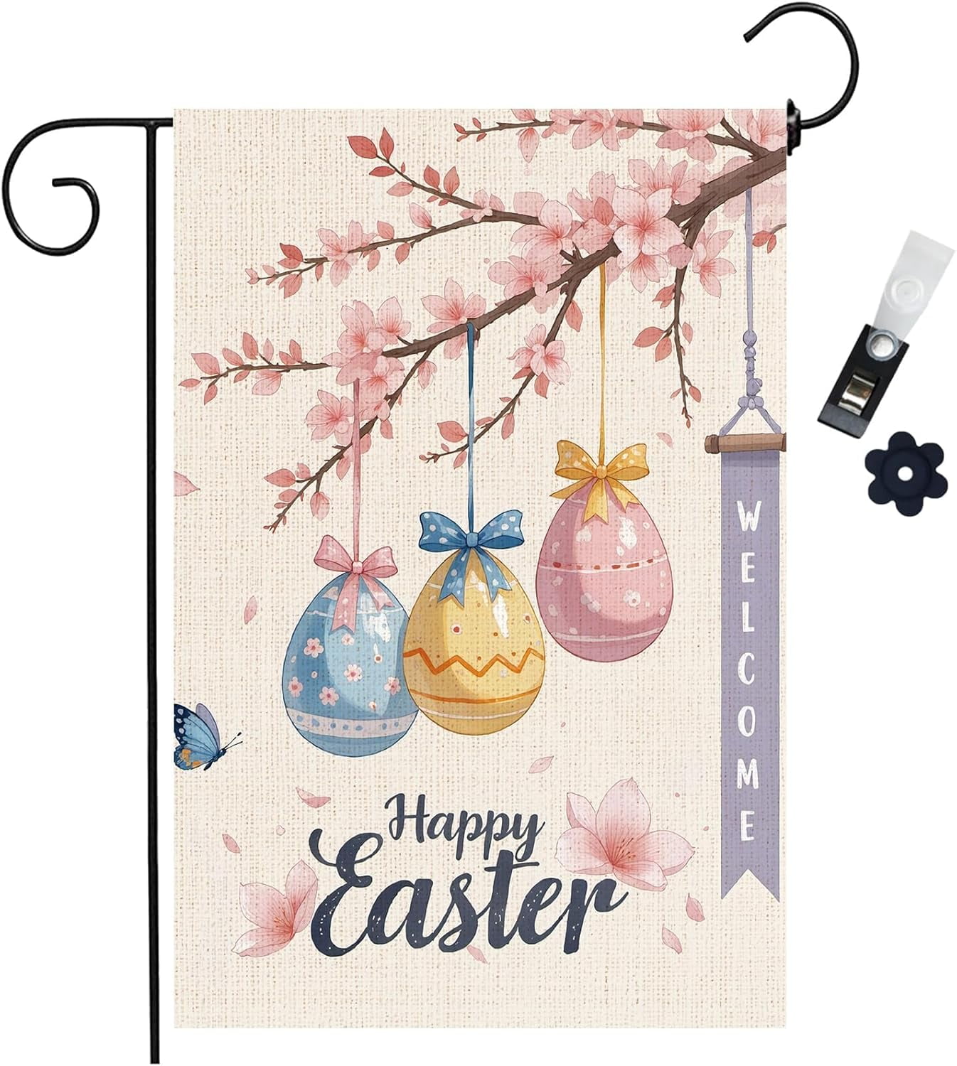 Happy Easter Garden Flag - 12x18 Inch Double Sided Outside Welcome ...