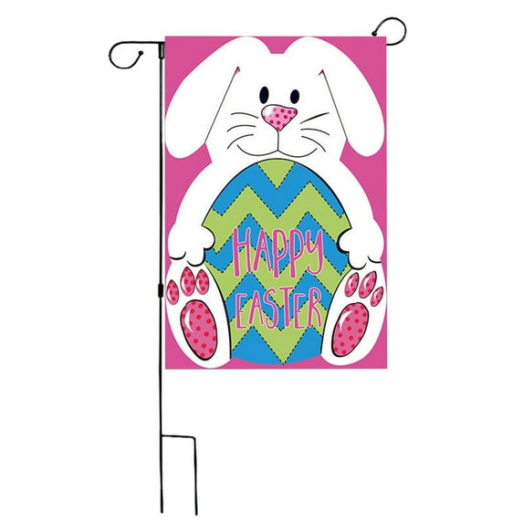 Happy Easter Garden Flag Vertical Double Sided Spring Holiday House Outdoor Decor Easter Eggs Outside Burlap Yard Flag Linen Printed Flag 1pc - 14x18 inch