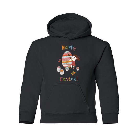Happy Easter! Girl Hoodie Juniors - Youth Hoodie, Black, Small