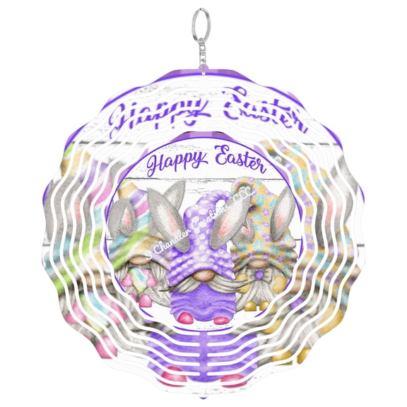 Happy Easter Gnome 3D Wind Spinner, Spring Holiday Kinetic Sculpture, Cute Fantasy Garden Decoration