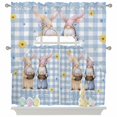 thumbnail image 1 of Happy Easter Gnome Swag Curtains Valance & Tier Set, Rabbit Ear Color Eggs Daisy Flower Blue Plaid 3 Pcs Set Kitchen Swag Valances and Tiers 24 Inch Length Rod Pocket Curtain Drapes for Bedroom, 1 of 9