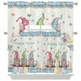 thumbnail image 1 of Happy Easter Gnome Swag Curtains Valance & Tier Set, Rabbit Eggs Butterfly Flowers Spring Blue Plaid 3 Pcs Set Kitchen Swag Valances and Tiers 36 Inch Length Rod Pocket Curtain Drapes for Bedroom, 1 of 9