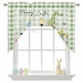 thumbnail image 1 of Happy Easter Gnome Swag Valances for Kitchen Window, Rabbits Daisy Flower Green Plaid Egg Small Swag Valances Rod Pocket Curtain Drapes Window Treatment for Bedroom Bathroom, 56x36 Inch, 1 of 9