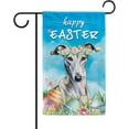 thumbnail image 1 of Happy Easter Grey hound Garden Flag Watercolor Dog with Easter Eggs Butterfly Flowers Spring Summer Welcome Flag for Outside Yard 12.5X18 Inch Double Side, 1 of 6