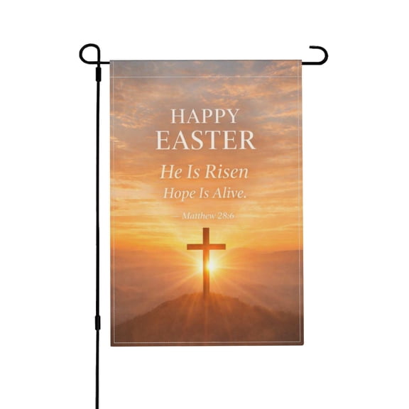 Happy Easter He Is Risen Matthew 28 Double Sided Garden Flag Outdoor Waterproof Yard Decor Banner 18x12 Inch
