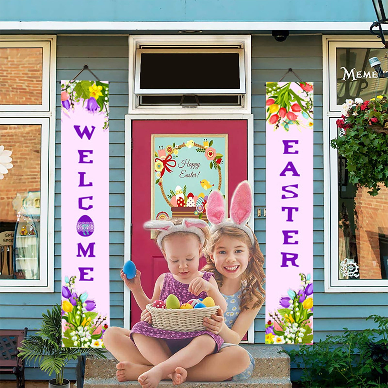 Happy Easter He Is Risen Porch Sign Banner Happy Easter Door Banners ...