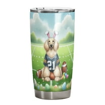 Happy Easter Hello Spring Afghan Hound Playing Football 20oz Stainless Steel Tumbler Insulated Cup with Lid Dog Lover - 13003