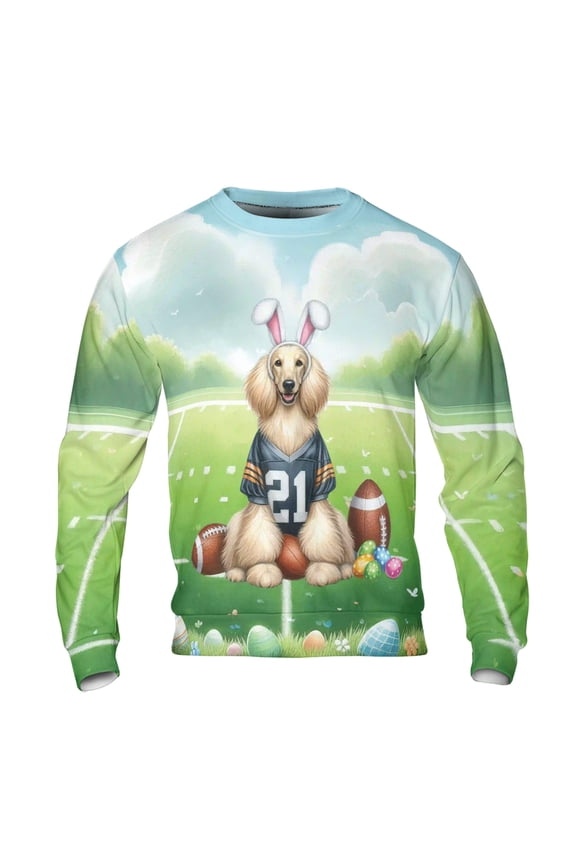 Happy Easter Hello Spring Afghan Hound Playing Football All Over Print 3D Sweatshirt Unisex Merch Dog Lover - 13003