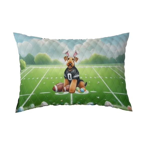 Happy Easter Hello Spring Airedale Terrier Playing Football Quilt Pillowcase Dale Waterside Dog Lover Throw Pillow Cover Bed Home Decor - 13003