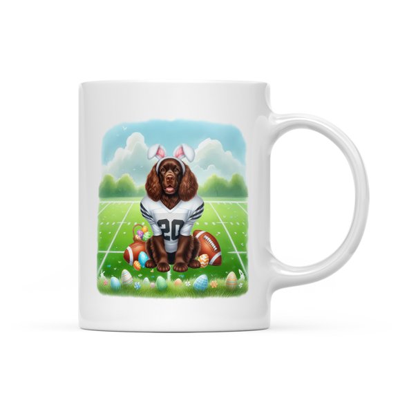 Happy Easter Hello Spring Boykin Spaniel Playing Football Mug Dog Lover Coffee Tea Cup - 13003