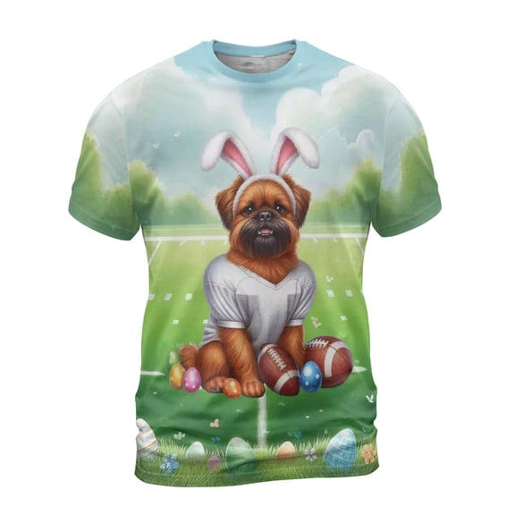 Happy Easter Hello Spring Brussels Griffon Playing Football All Over Print 3D Shirt Unisex Merch Griff Dog Lover - 13003