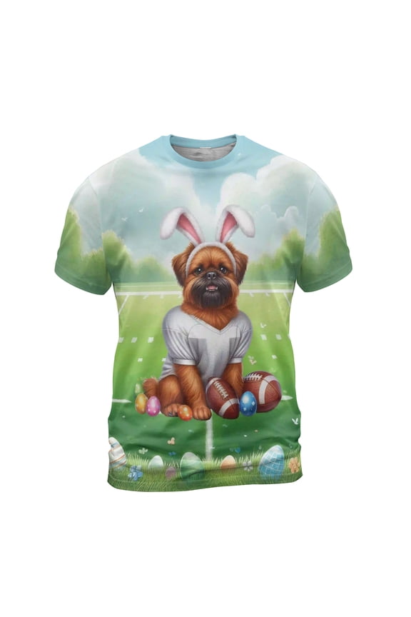 Happy Easter Hello Spring Brussels Griffon Playing Football All Over Print 3D Shirt Unisex Merch Griff Dog Lover - 13003