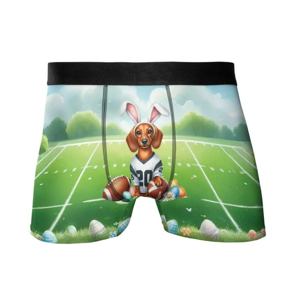 Happy Easter Hello Spring Dachshund Playing Football All Over Print Boxer Briefs Underwear for Men Dad Wiener Dog Lover Gifts Idea - 13003