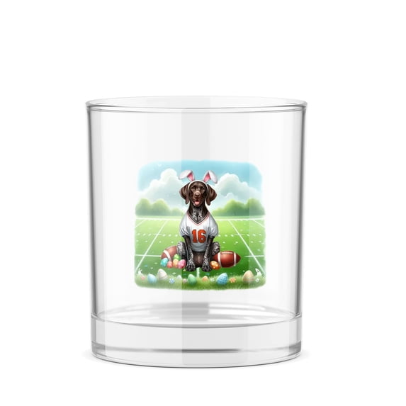 Happy Easter Hello Spring German Shorthaired Pointer Playing Football 11oz Whiskey Glass Mug GSP Lover Dog Gift Whiskey Cocktail Glasses Cup - 13003