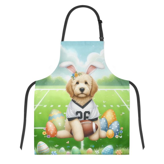Happy Easter Hello Spring Goldendoodle Playing Football Apron Doodle Dog Lover Gifts Idea for Cooking Grilling Baking Painting Gardening - 13003