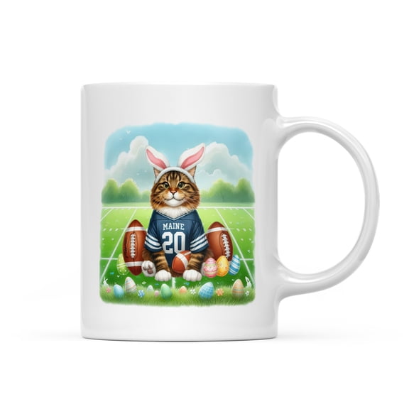 Happy Easter Hello Spring Maine Coon Playing Football Mug Cat Lover Kitten Owner Gifts Coffee Tea Cup - 13003