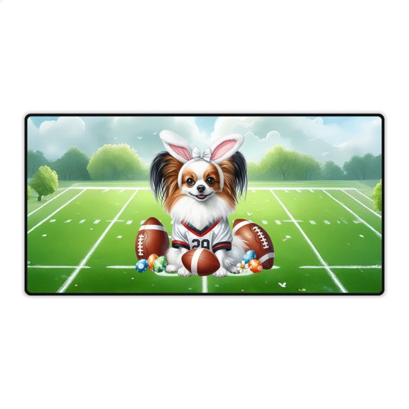 Happy Easter Hello Spring Papillon Playing Football Desk Mat Full Keyboard Mouse Pad Pap Butterfly Dog Lover Large Mousepad - 13003