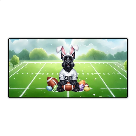 Happy Easter Hello Spring Scottish Terrier Playing Football Desk Mat Full Keyboard Mouse Pad Scottie Dog Lover Gifts Large Mousepad - 13003
