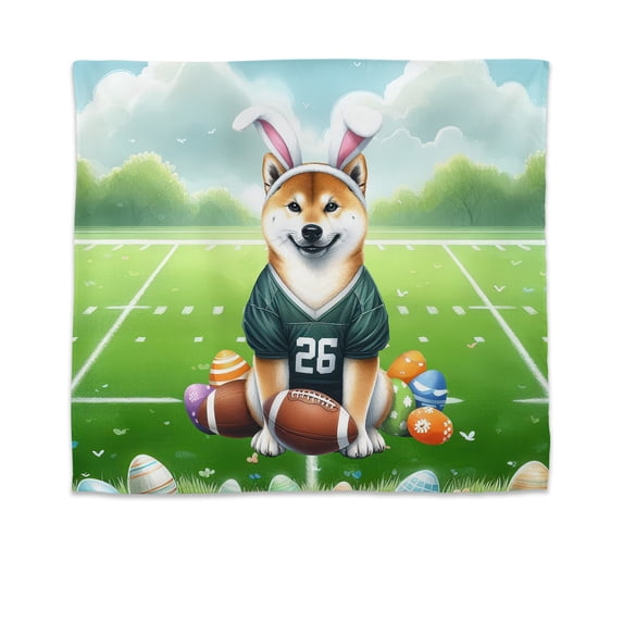 Happy Easter Hello Spring Shiba Inu Playing Football Tapestry Shibas Dog Lovers Gifts Idea Wall Hanging Backdrop Home Decor - 13003
