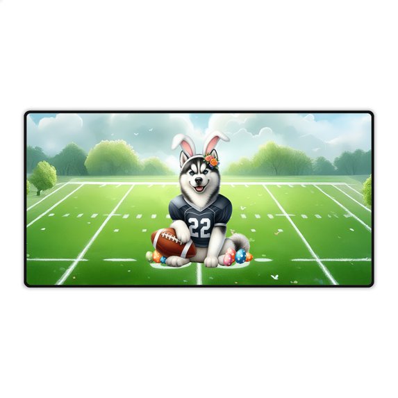 Happy Easter Hello Spring Siberian Husky Playing Football Desk Mat Full Keyboard Mouse Pad Husky Dog Lover Gifts Large Mousepad - 13003