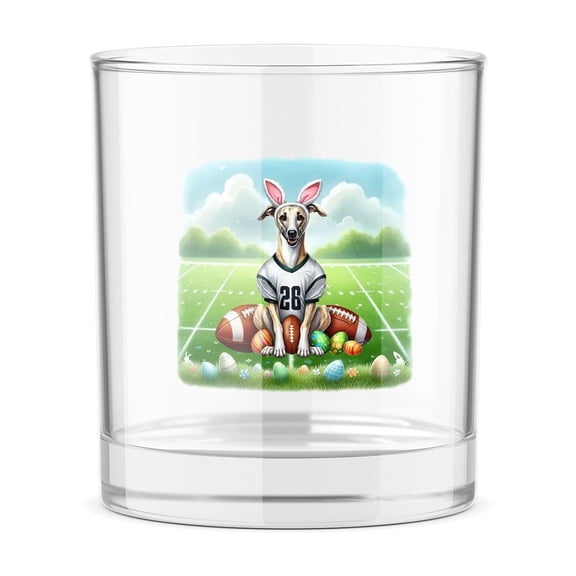 Happy Easter Hello Spring Whippet Playing Football 11oz Whiskey Glass Mug Dog Lover Whiskey Cocktail Glasses Cup - 13003