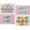 thumbnail image 1 of Happy Easter Hunny Bunny Treats Placemats Set of 4, Hippity Hoppity Rabbit Carrot Polka Dot Stripes Dining Table Place Mats, Seasonal Spring Kitchen Decor Home Holiday Decoration 12 x 18 Inch, 1 of 6