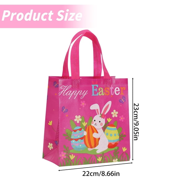 Happy Easter Hunt Bags, Ngxiha with Handles Non Woven Bunny Gift Bags Reusable Rabbit Baskets for Easter Party Gifts Wrapping Supplies