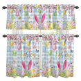 thumbnail image 1 of Happy Easter Kitchen Curtains and Valances Set, Colored Eggs Cute Rabbit Bunny Spring Floral Blue Plaid Rod Pocket Window Valance 18 Inch Window Curtain Panels for Living Room Laundry, 27.5x36in, 1 of 9