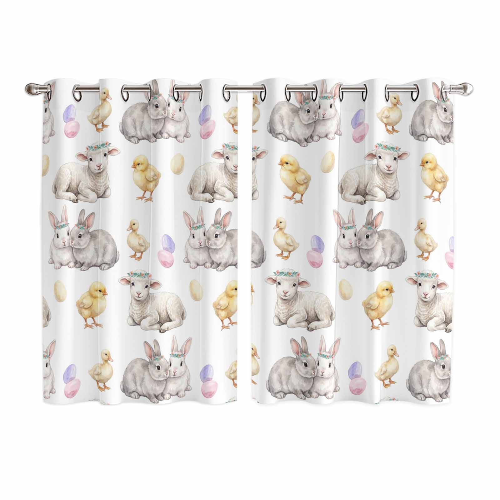 Hapy Rommet Happy Easter Kitchen Curtains Window Panels, Spring Bunny Chickens ...